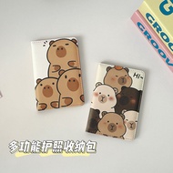 卡皮巴拉 Passport Holder QHV5 Dompet Pasport Kapibara comel beg dokumen pelbagai guna dompet kad mudah a