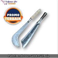 (PAKET HEMAT) Bendo Asli Baja Putih Tebal Sudah Kuat Dan Tajam - Sabit Model Bendo Kupas Kelapa Bela