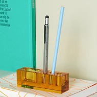 【Hübsch】 - 341104 琥珀色玻璃多功能桌面收納筆架 筆筒 文具