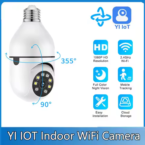 YI IOT WiFi 1080P Bulb Camera Motion Detection Two Way Audio CCTV IP Home Security Camera Pet Monito