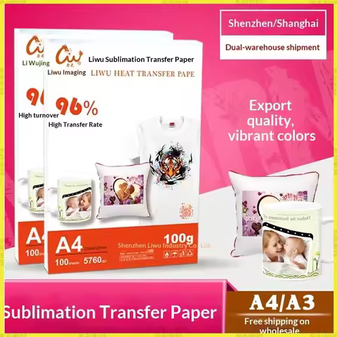 Liwu Sublimation Transfer Paper 100g A4 100 Sheets 96% High Transfer Rate Vivid Color For T Shirt Mu