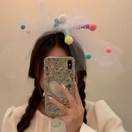 Holiday Dopamine Colorful Small Veil Funny Cute Ball Veil Hair Clip Duckbill Clip Spring Clip Top Cl