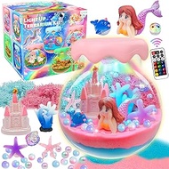 ADLKGG Mermaid Terrarium Kit for Kids - DIY Mermaid Toys for Girls Ages 4-8, Make Your Own Night Light Arts and Crafts Kit for Kids, Mermaid Birthday Christmas Gifts for Girls Ages 8-12