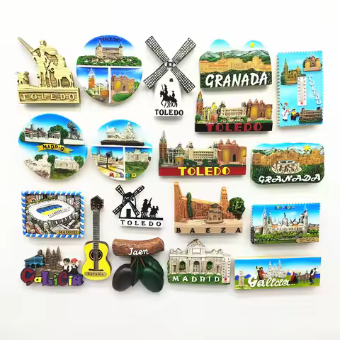 Europe Spain Galicia Toledo Granada Zaragoza Madrid Baeza Jaen Magnetic Refrigerator Sticker Collect