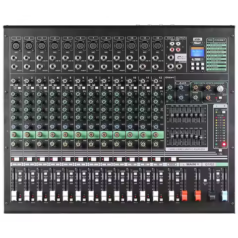 Professional 14-Channel Digital Mixer for Studio Singers Recording Dual 7-Segment Equalization MP3 1