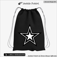 Black Drawstring Bag with Star Pattern V7 By Jeshile T-Shirt