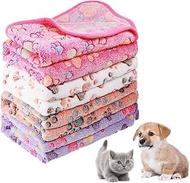 8 Pieces Fluffy Puppy Cat Blanket with Cute Printed Paws, Soft Flannel Cuddly Blankets, Washable War