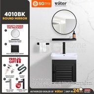 [Vater] 4010/4020/4030/4040 (BK/WH/BR/CR) Aluminium Bathroom Cabinet Round Mirror Ceramic Sink Moder