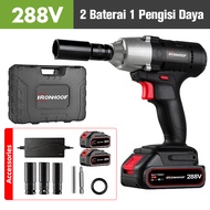 IRONHOOF Mesin Bor Impact Baterai 388V Bor Baterai 17mm Impact Wrench Brushless Impact Tool 420N.M