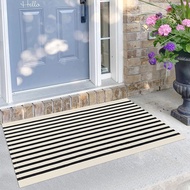 KILOCOCO Beige Striped Rug 2.3'x3.6' Indoor Outdoor Rugs Front Door Mat Hand Woven Cotton Washable S