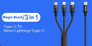 PISEN(LH-AP08) 3 in 1 Type C + L + Micro US Fast Charging Cable สายไนลอนถักสำหรับโทรศัพท์รุ่นต่างๆ