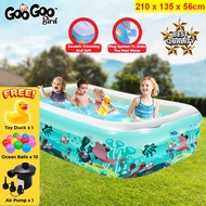 Ready Stock 3 Rings Inflatable pool Rectangular Indoor Outdoor Children Kids Swimming Pool Kolam Ren