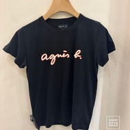 Agnes B Solid Logo Versatile Round Neck Short Sleeve T-shirt for Women DF78P