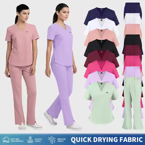 Fashion Slim Medical Uniforms Hospital Women Scrubs Sets Nurses Accessories Dental Clinic Beauty Sal
