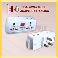 4 Way Multi Adaptor Extension 13A LED Switch Neon Adapter 2/3 Pin Socket Soket Plug Wall Outlet Charger Round Flat万能国际插座