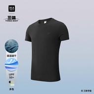 Sporty Mens T-shirt HLA Summer Season Polyester Fiber Printed Brand Logo Short Sleeve round Neck Reg