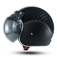 R-SIX Helm Bogo Retro Full Kulit Carbon terbaru Kekinian Pria Wanita Dewasa SNI Helem Cowok Cewek
