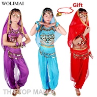 2023FTOP MALL9 Belly เครื่องแต่งกายเด็ก สาวเต้นรำหน้าท้องอินเดีย ชุดเสื้อผ้า Bellydance เด็กอินเดีย 6 สี