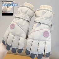 BORAGE44 Women Plush Gloves, Waterproof Winter Warm Snowboard Ski Gloves, Fashion Windproof Touch Sc