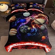 Bodhi Galaxy Bedding Set Twin Colorful Space Comforter Set Universe Nebula Night Galaxy in Rainbow C