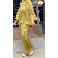 Baju Kurung Kedah Laili, baju kurung moden sulam kerawang soft ironless material - BO1096