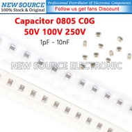[20pcs] 0805 SMD 50V 100V 250V C0G Capacitor 1pF 10nF 2.2pF 3.3pF 4.7pF 6.8pF 10pF 22pF 47pF 68pF 10