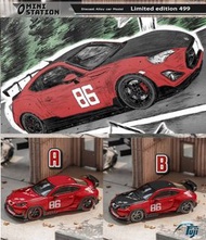 Mini Station x Fuji富士 1:64合金模型！Pandem GR86 第2代ZN8 2022，火箭兔Rocket Bunny改装版。MF GHOST塗裝預售中，Red紅色紅蓋/ Bla