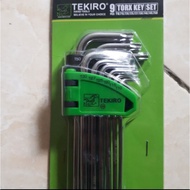 Tekiro L-shaped wrench set, Torx key without holes, 9 pcs Torx/ set