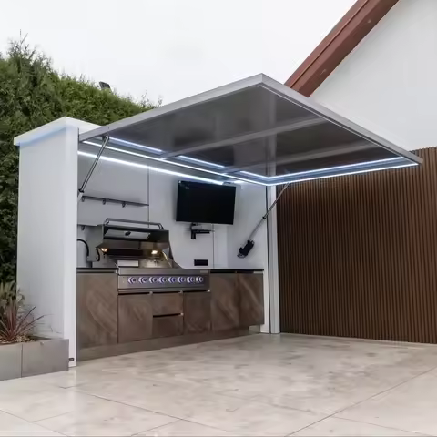 New Wholesale Customized Outdoor Kitchen Gas Grill Kitchen Cabinet and BBQ Grill With Shed Outdoor K
