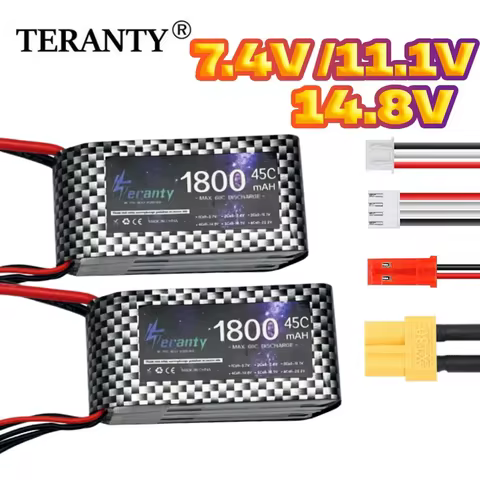 TERANTY 2S 3S 4S 1800mAh Lipo Battery 45C for RC Car Boat Quadcopter Drone Truck Lightweight 7.4V 11
