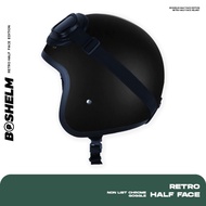 Boshelm Helm Retro Polos Google Hitam Doff
