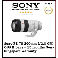 Sony FE 70-200mm f/2.8 GM OSS II Lens + 15 months Sony Singapore Warranty.