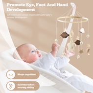 Handgefertigt Mobile Baby Windspiele mit Wolken Mond Sterne aus Holz Gehäkelt Baby Mädchen Bettglocke Anhänger zum Aufhängen für Kinderbett Babybett Star Moon Clouds Mobile