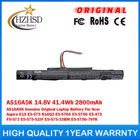 AS16A5K 14.8V 41.4Wh 2800mAh AS16A8K Genuine Original Laptop Battery For Acer Aspire E5-575 N16Q2 E5