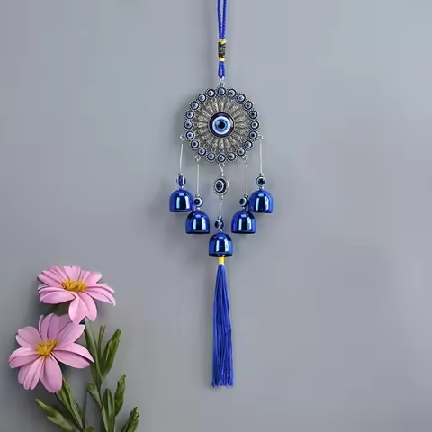 1pcs Devil's Eye Wind Chime Metal Wind Chime Blue Eyes Wind Chime Pendant Outdoor Corridor Balcony C