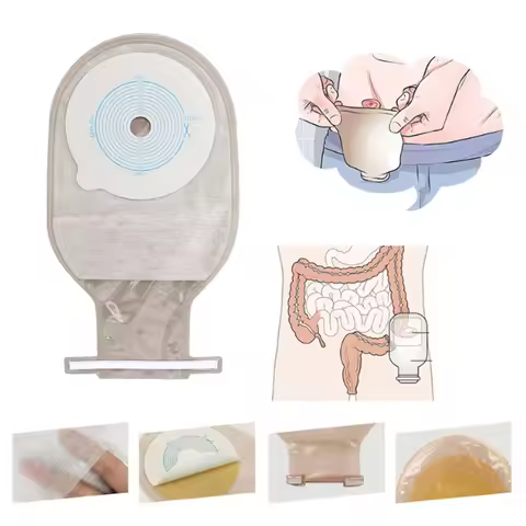 10Pcs Colostomy Bags Disposable Adhesive One Piece Drainable Ostomy Pouch Supplies for Ileostomy One