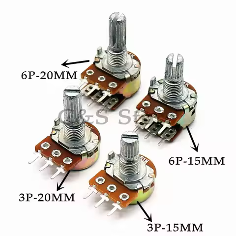 5pcs WH148 B1K B2K B5K B10K B20K B50K B100K B250K B500K B1M 3pin/6pp 15mm/20mmmm 1K 2K 5K 10K 20K 50