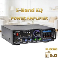 Mini Power Home Amp, 5.0 Bluetooth, 2-Channel, 5-Band Equalizer, USB/SD Card Input,DC 12V Car Amp