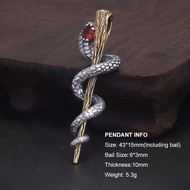 925 Sterling Silver Vintage Snake Scepter Pendant Necklace for Men Women Ancient Ring Egypt Patron S