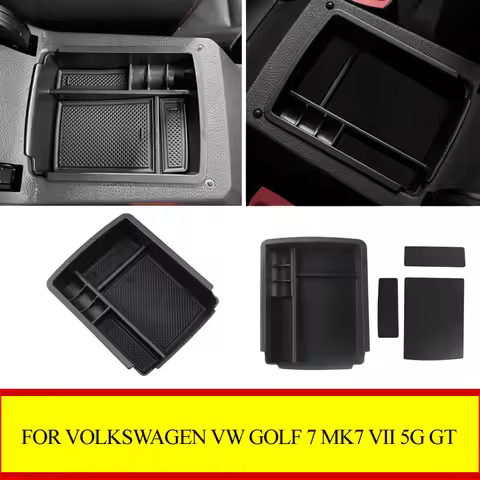 Armrest Storage Box Tray For Volkswagen VW Golf 7 Mk7 VII 5G GT I R 2013 - 2019 Orgainzer Stowing Ca