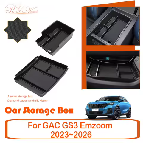 Car Storage Box For GAC GS3 Emzoom Trumpchi GS3 Yingsu 2023~2026 Anti-dirty Boxes Armrest Central Co