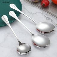 MY Thicken Kitchen Dinner Dish Soup Rice Western Restaurant Bar Public Spoon Large Stainless Steel Round Head Buffet Serving Spoon NEW