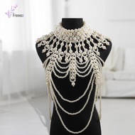 [freneci] Pearl Body Chain Pendant Costume Multilayer Classic Jewelry for Beach, Swimsuit, Bridal We