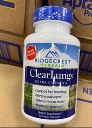 RidgeCrest Herbals Clear Lungs 清肺膠囊，超效力，120 粒素食膠囊