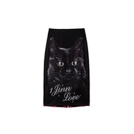 1JINN STUDIO Cat Print Mini Skirt Womens Low Waist Slimming Bodycon Skirt Design Sensation Polyester