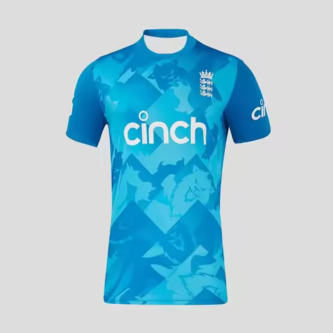 England Cricket ODI Jersey, Geometric Beast Pattern with Three Lions Crest, Breathable Performance S