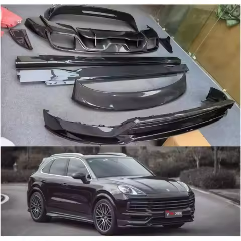 Real Carbon Fiber Body Kit For Porsche Cayenne Coupe 2018-2023 Front Bumper Lip Bear Trunk Diffuser 