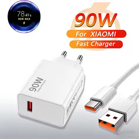 90W USB Charger Fast Charging Type C 6A Cable for Xiaomi 15 Ultra 14 13 12 Pro Redmi Note Poco F7 Tu