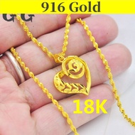 Gold 916 Necklace Women Indian Set Love Pendant Fashion Wedding Jewelry