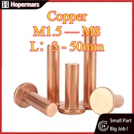 Copper countersunk head rivets GB869 percussion type flat head flat cone head solid rivets Copper d 